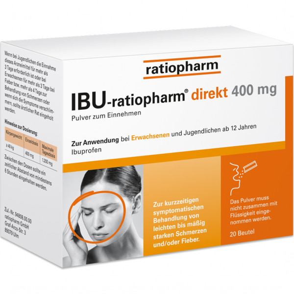 Abbildung für IBU-RATIOPHARM direkt 400 mg Pulver zum Einnehmen