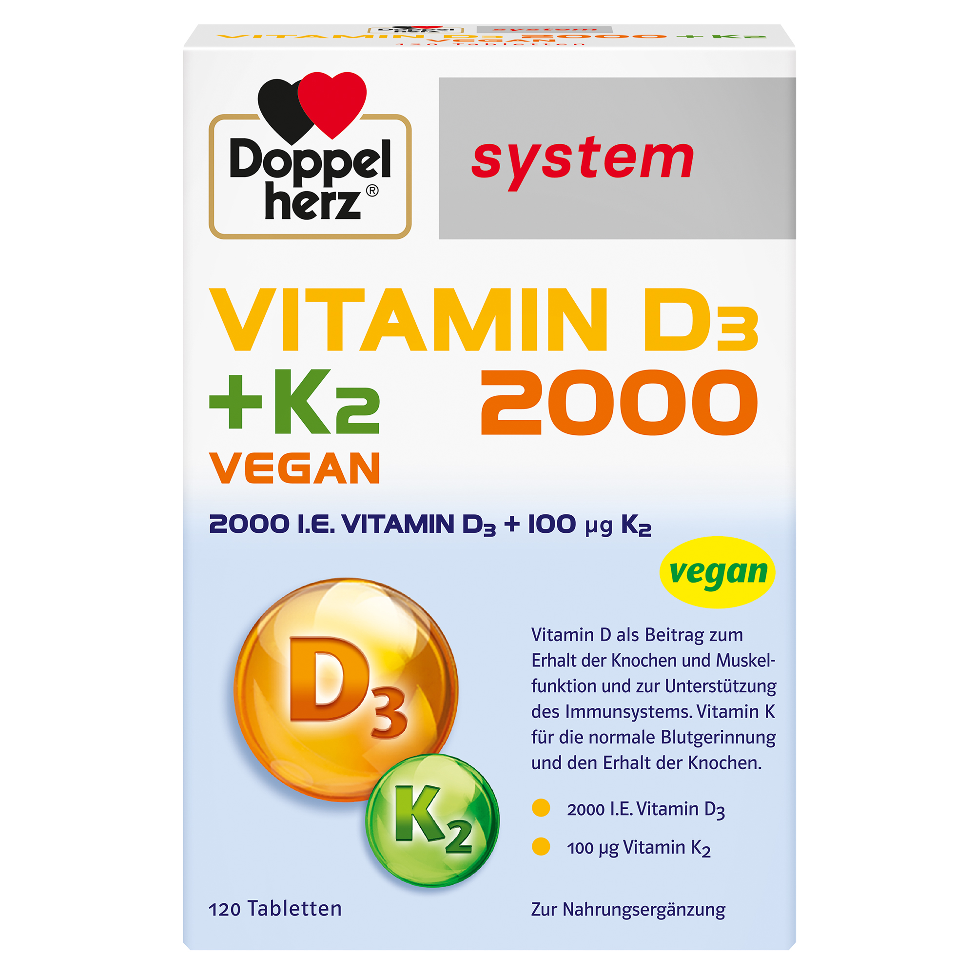 Abbildung für DOPPELHERZ Vitamin D3 2000+K2 system Tabletten