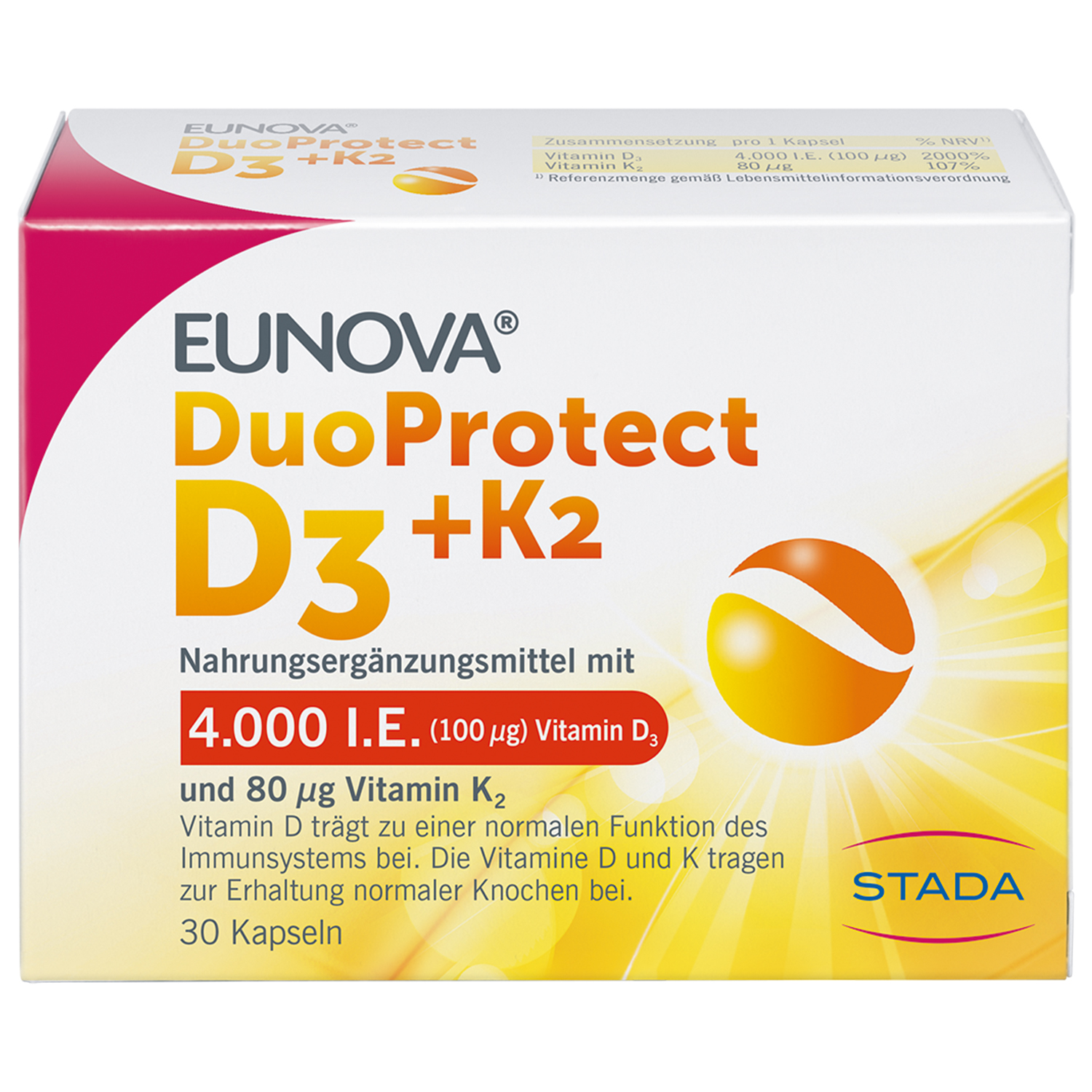 Abbildung für EUNOVA DuoProtect D3+K2 4000 I.E./80 μg Kapseln