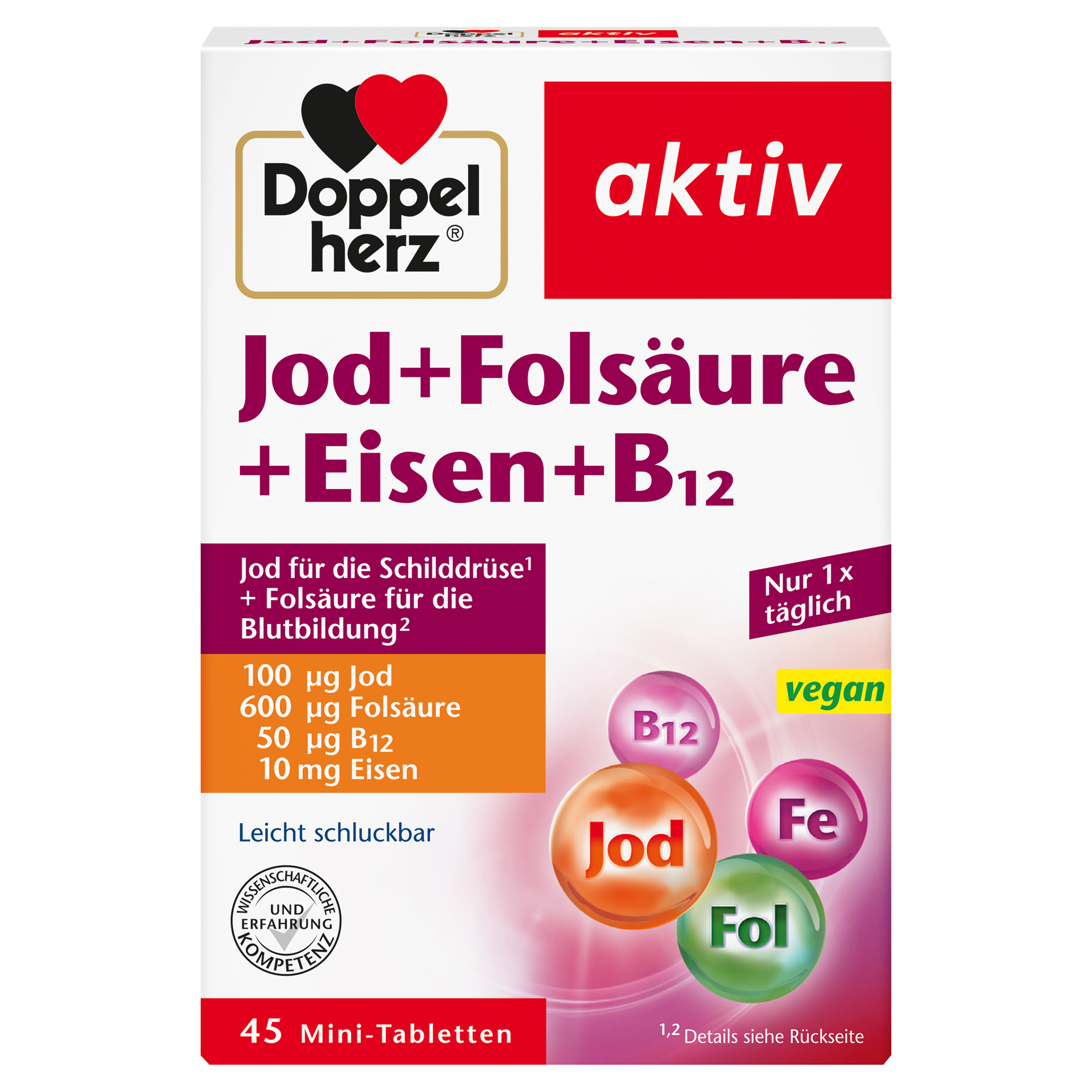 Abbildung für DOPPELHERZ Jod+Folsäure+Eisen+B12 Tabletten